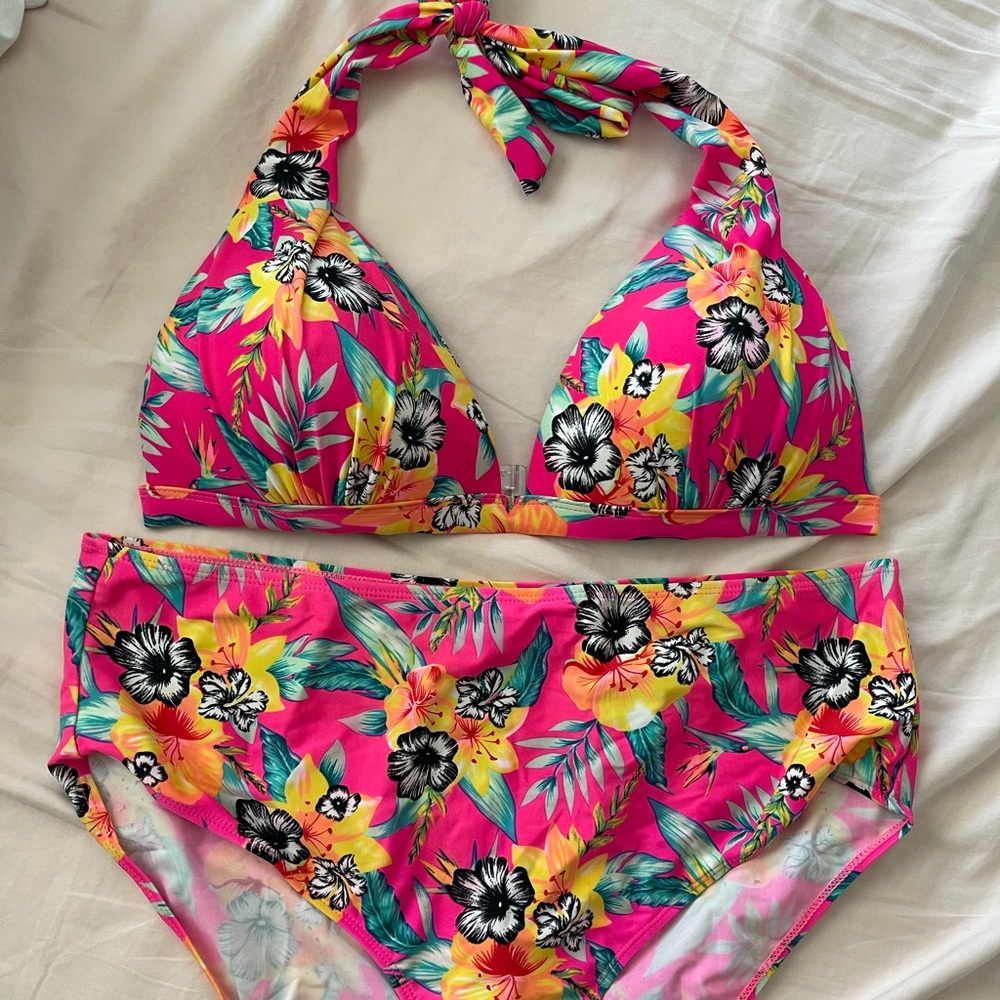 Tropical Swimsuit High Waisted